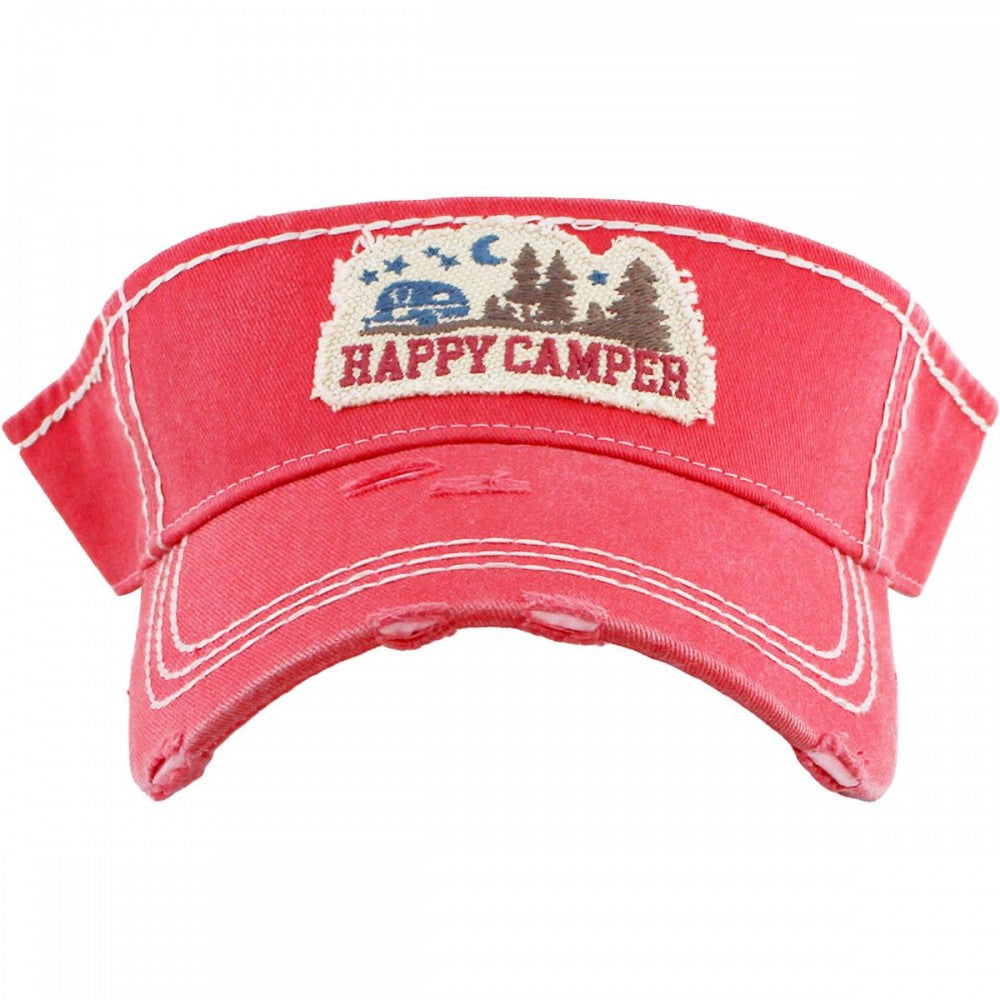 Happy Camper Distressed Sun Visor - Gals and Dogs Boutique Limited