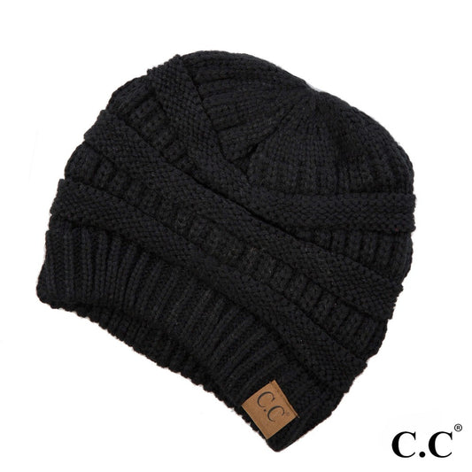 CC Brand Solid Black Ribbed Beanie "The Original" Beanie