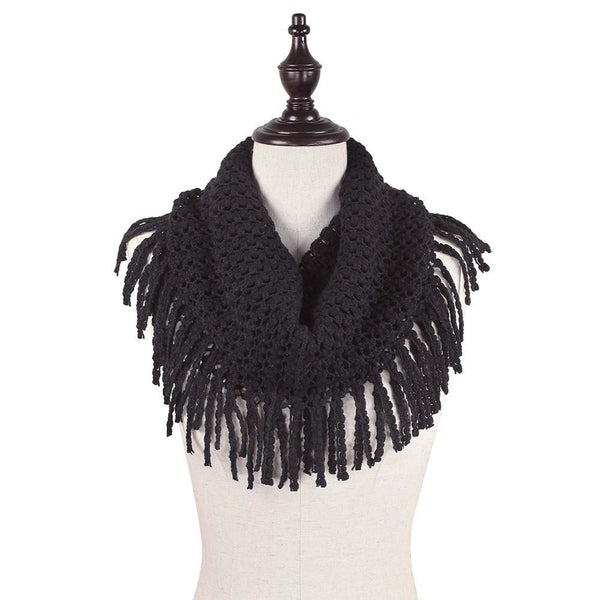 Mini Tube Knit Scarf with Fringe Tassels - Gals and Dogs Boutique Limited