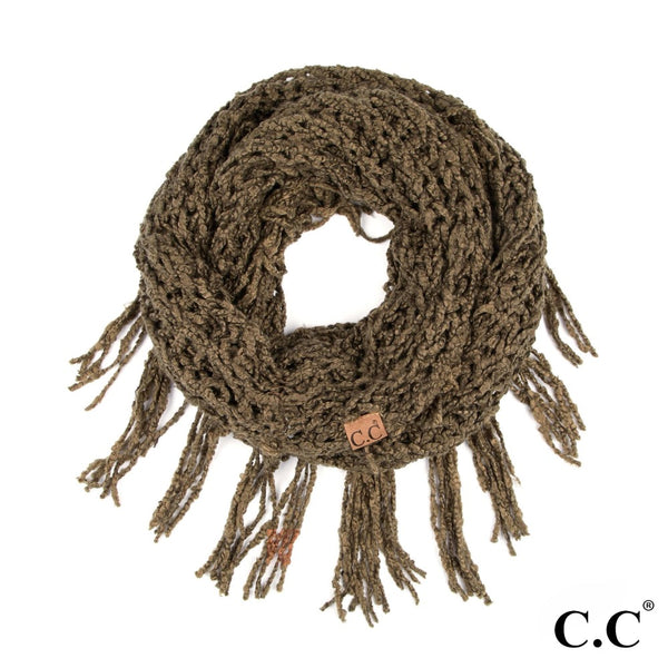Chenille Infinity Scarf Featuring Fringe Tassels - Gals and Dogs Boutique Limited