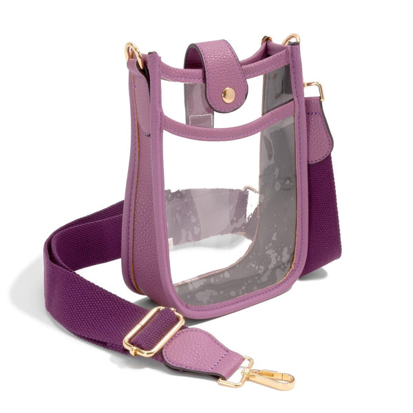 Clear PU Cross Body Bag With Faux Leather Walls and Snap Latch Closure