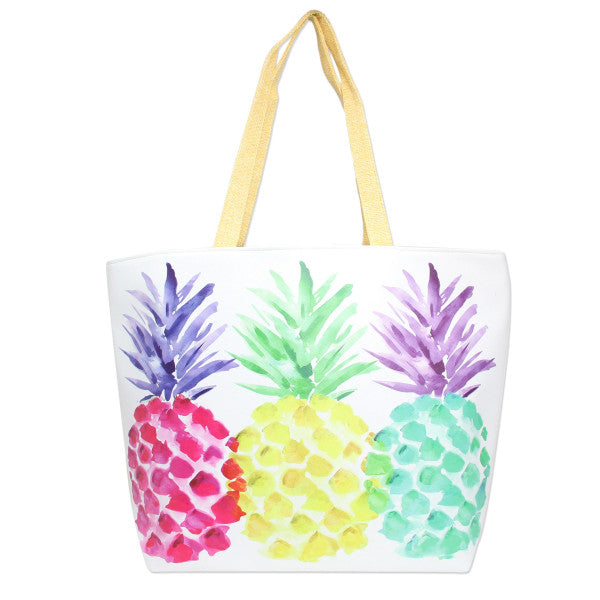 Multicolor Pineapple Canvas Tote Bag - Gals and Dogs Boutique Limited