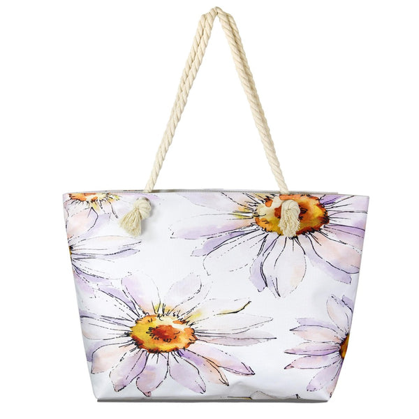 Enlarged Flower Print Tote Bag Featuring Rope Handles - Gals and Dogs Boutique Limited