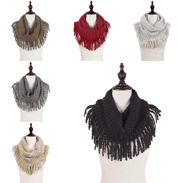 Mini Tube Knit Scarf with Fringe Tassels - Gals and Dogs Boutique Limited