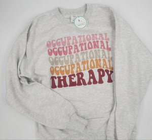 Unisex Ash Gray Crewneck with Groovy Colorful Occupational Therapy