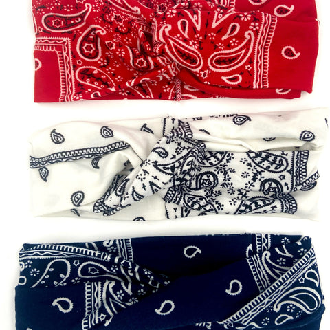 Red, White, & Blue Criss Cross Headband Set