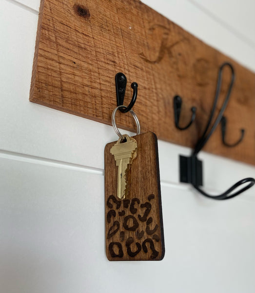 Leopard Print Keychain || Wooden Laser Cut Keychain