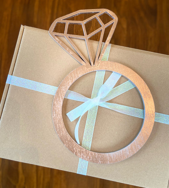 Rose Gold Diamond Ring Cut Out || Laser Cut Bridal Wooden Sign