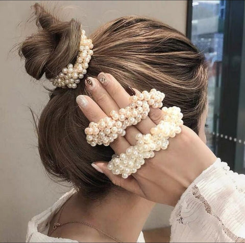 Faux Pearl Beaded Stretchy Ponytail holder