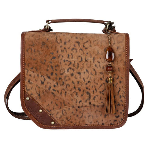 Leopard Print  - Upcycled Genuine Leather Medium Cross Body Bag - Gals and Dogs Boutique Limited