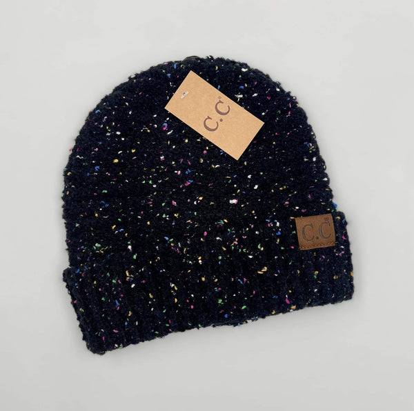 Adult C.C. Brand Black Fold over Beanie with Speckles - 3 colors - Gals and Dogs Boutique Limited